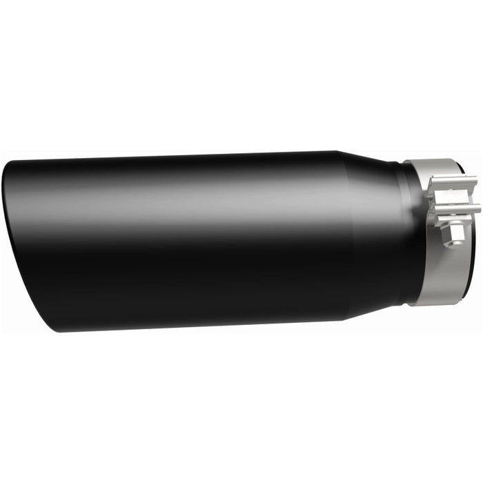 MagnaFlow Tip Stainless Black Coated Single Double Round Single Outlet 5in Dia 4in Inlet 13in L