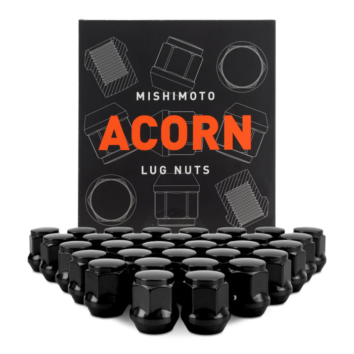 Mishimoto Steel Acorn Lug Nuts M14 x 1.5 - 32pc Set - Black