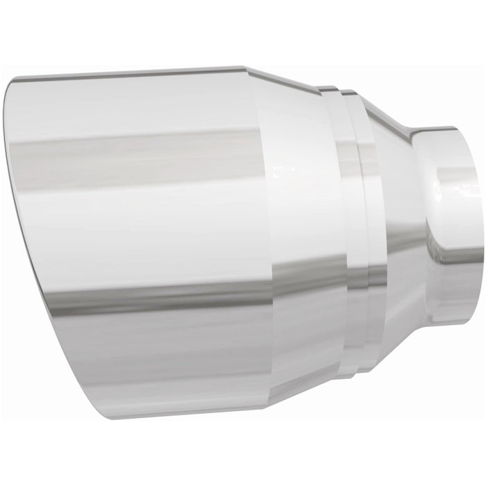 MagnaFlow Tip Stainless Double Wall Round Single Outlet Polished 4.5in DIA 2.5in Inlet 5.75in Length