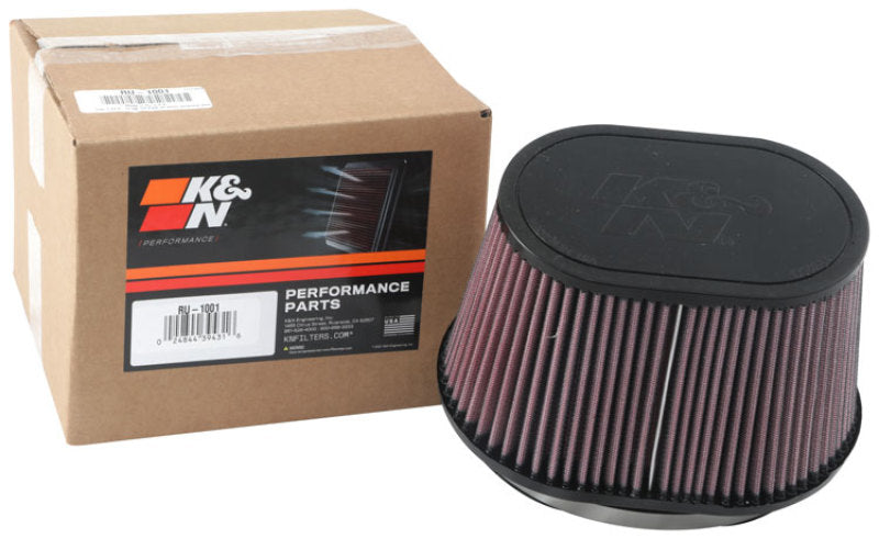 K&N Universal Rubber Filter 6.25in x 4in Oval FLG / 7.375in x 5.5in Base / 6.25in x 4in Top / 5in H