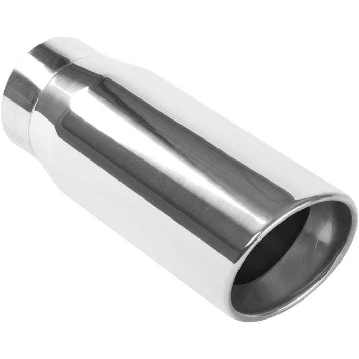 MagnaFlow Tip Stainless Double Wall Round Single Outlet Polished 5in DIA 4in Inlet 13in Length