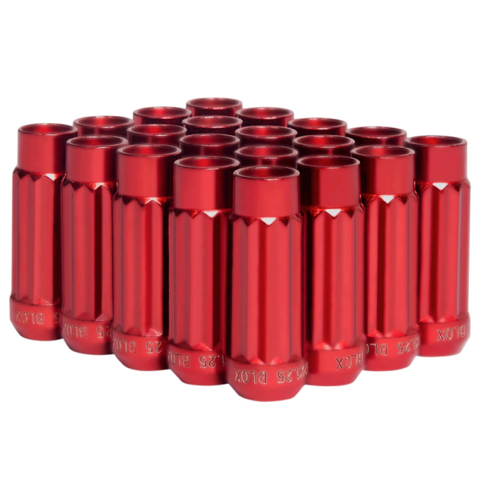 BLOX Racing 12-Sided P17 Tuner Lug Nuts 12x1.25 - Red Steel - Set of 20