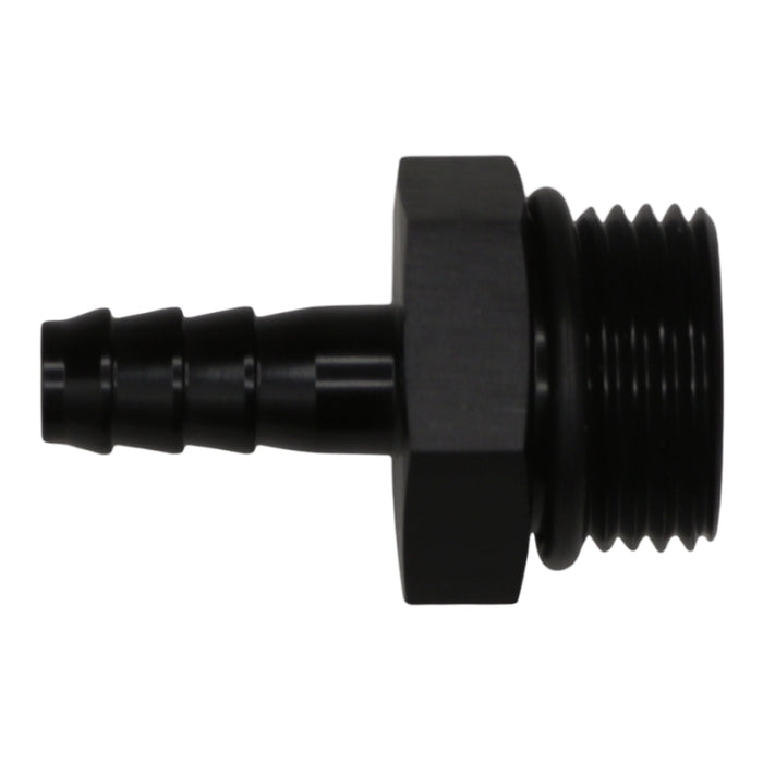 DeatschWerks 10AN ORB Male to 5/16in Male Triple Barb Fitting (Incl O-Ring) - Anodized Matte Black