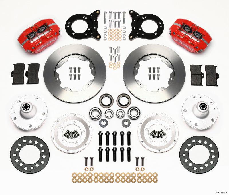 Wilwood Dynapro Dust-Boot Front Kit 11.00in Red 1965-1969 Mustang Disc & Drum Spindle