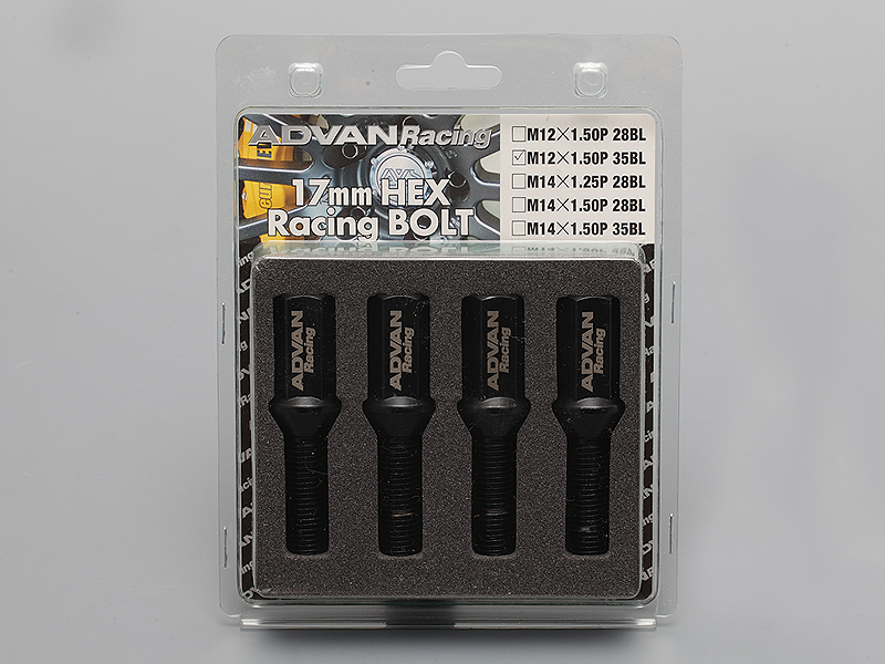 Advan Wheel Bolt 35mm Thread (Black) - 4 Pack