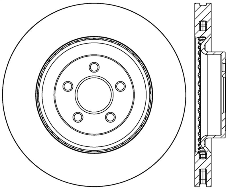 StopTech 2015 Ford Mustang GT w/ Brembo Brakes Right Front Slotted Brake Rotor