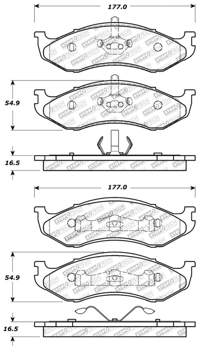 StopTech Sport Brake Pads w/Shims and Hardware - Rear