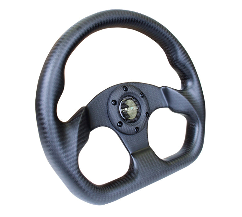 NRG Carbon Fiber Steering Wheel (320mm) Flat Bottom Matte Black Carbon