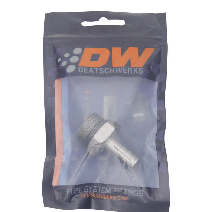 DeatschWerks 10AN ORB Male to 3/8in Male Triple Barb Fitting (Incl O-Ring) - Anodized DW Titanium
