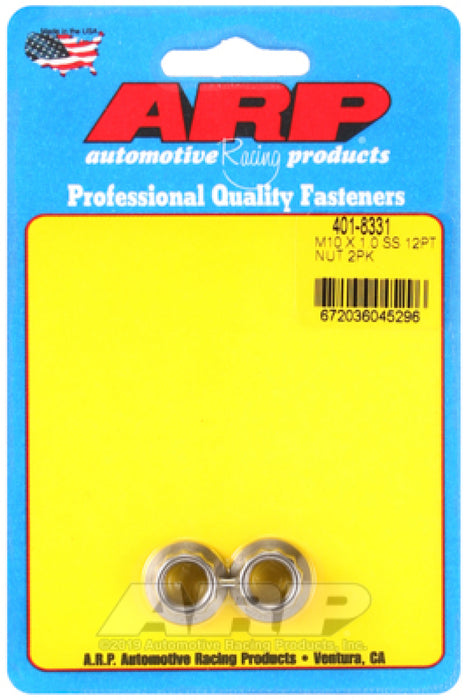 ARP M10 x 1.0 SS 12pt Nut Kit (2/pkg)