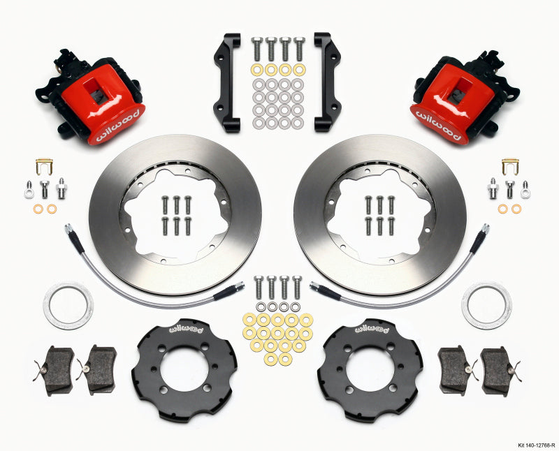 Wilwood Combination Parking Brake Rear Kit 11.00in Red 2012 Fiat 500 w/ Lines