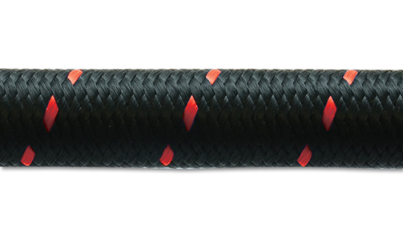 Vibrant -4 AN Two-Tone Black/Red Nylon Braided Flex Hose (5 foot roll)