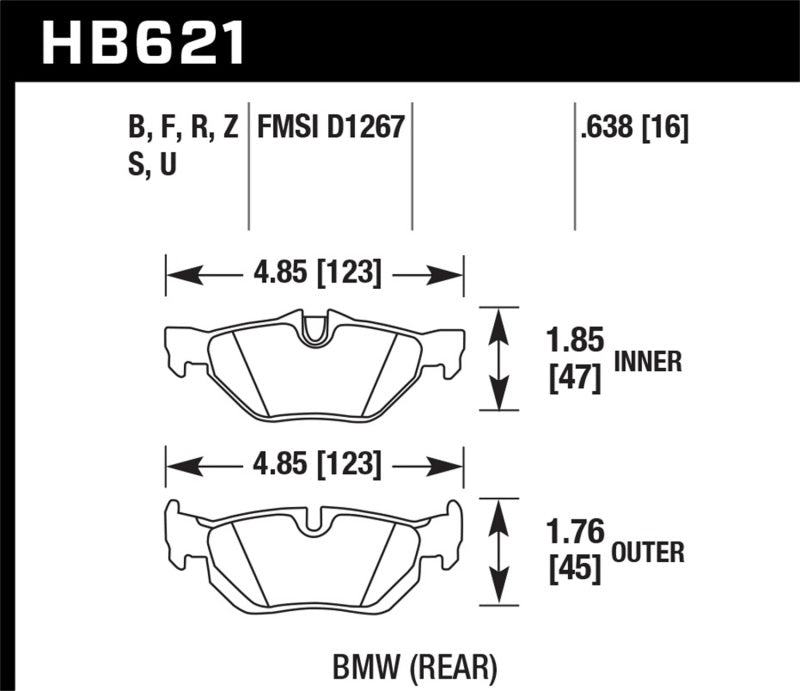 Hawk 08-11 BMW 128i / 10 BMW 323i / 07-11 BMW 328i / 07-11 BMW 328XI HPS Street Rear Brake Pads