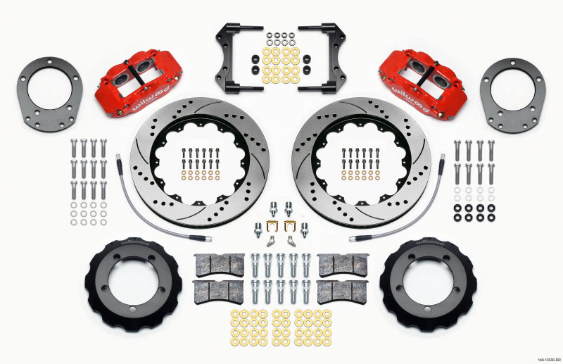 Wilwood Narrow Superlite 4R Front Hat Kit 14.00in Drill Red 76-77 Ford Bronco Dana 44 w/Lines