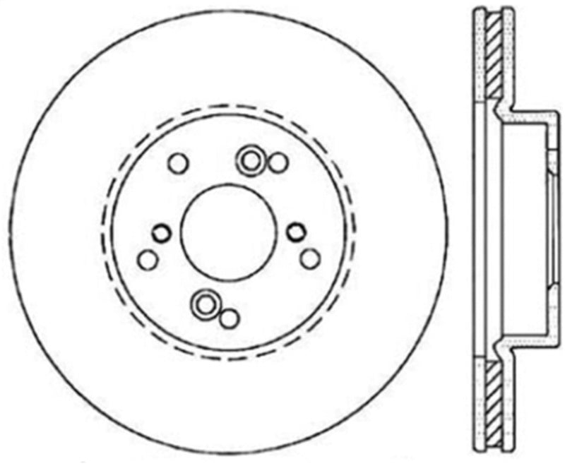 StopTech Power Slot 99-08 Acura TL (STD Caliber) / 01-03 CL / 04-10 TSX Front Right Slotted Rotor