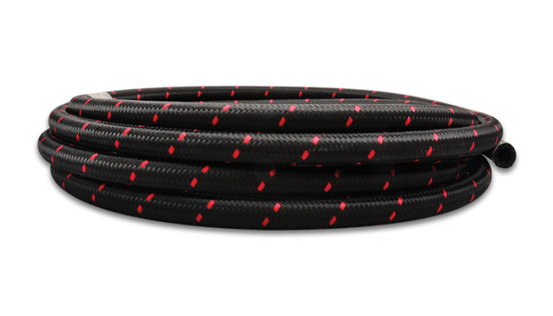 Vibrant -8 AN Two-Tone Black/Red Nylon Braided Flex Hose (2 foot roll)