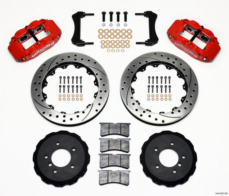 Wilwood Narrow Superlite 6R Front Hat Kit 13.06in Drilled Red E36 BMW M3